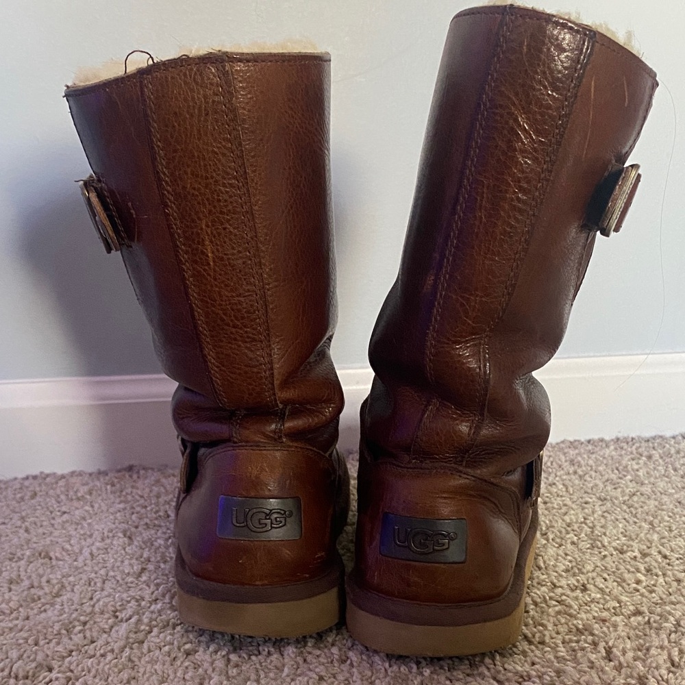 UGG Brown Shearling-Lined Leather Winter Boots - image 5